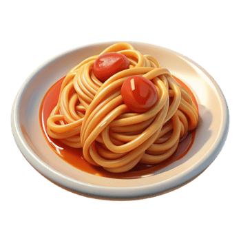 elegant creative Plate of Spaghetti Cutout with Tomato Sauce authentic png