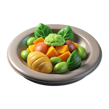 beautiful abstract Plate of Steamed Vegetables Isolated exclusive png