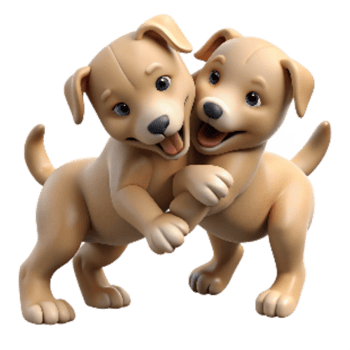 vibrant abstract Playful Puppies Wrestling Isolated Element Transparent Background original png