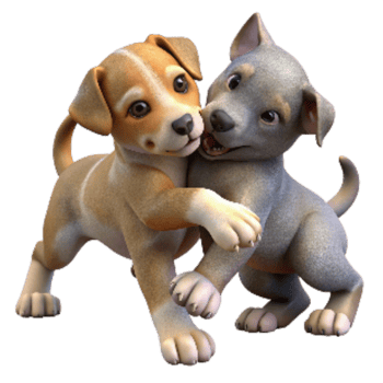serene traditional Playful Puppies Wrestling Isolated Element Transparent Background exclusive png