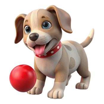 impressive rustic Playful Puppy with Red Ball Isolated on Transparent Background exclusive png