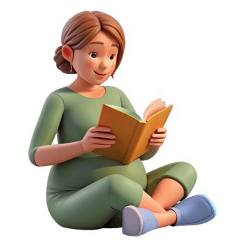 serene traditional Pregnant Woman Reading Book Relaxation Time Cutout high resolution png