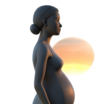 serene abstract Pregnant Woman Silhouette Sunrise View Isolated high quality png