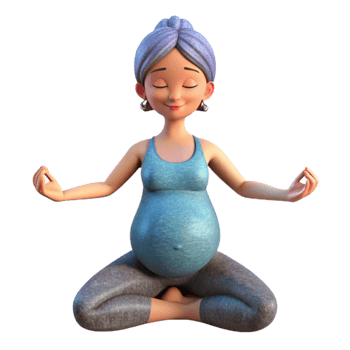 serene contemporary Pregnant Woman Yoga Pose Healthy Lifestyle Isolated professional png