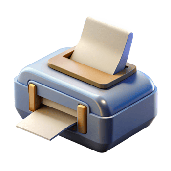 beautiful rustic Printer with Paper Tray Open Transparent professional png