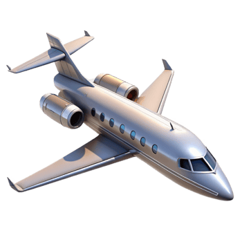 extraordinary creative Private Jet in Flight Side View Transparent Background png