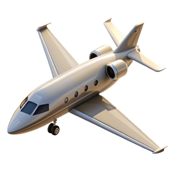 serene abstract Private Jet Taking Off Angled View Transparent Background premium png