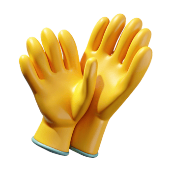 elegant vintage Protective Gloves Yellow Rubber Isolated png