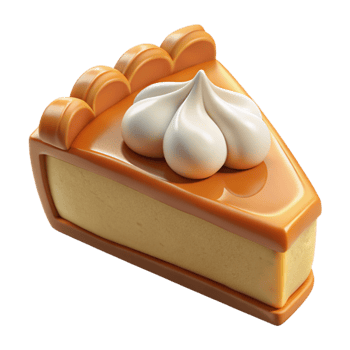 magnificent artistic Pumpkin Pie Slice with Whipped Cream Cutout authentic png