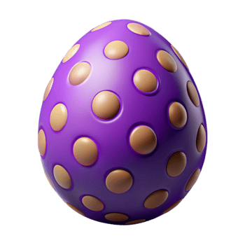 vibrant classic Purple Easter Egg with Polka Dots Cutout Transparent Background exclusive png