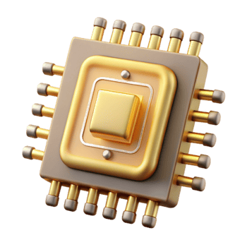 stunning artistic Quantum Computing Chip with Gold Wiring Cutout professional png