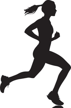 Running Silhouette A person running, legs in motion with one foot off the ground, arms pumping. full length silhouette black illustration vector