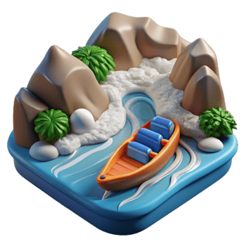 elegant traditional Raging River Rapids Whitewater View Cutout detailed png