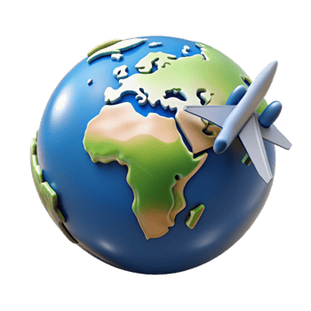 stunning classic Realistic Globe with Airplane for International Marketing Transparent premium png