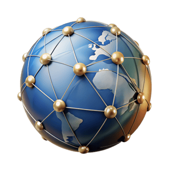 serene artistic Realistic Globe with Network Connections Transparent authentic png