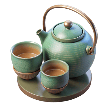 impressive minimalist Realistic Japanese Tea Set Ceramic Cups and Teapot Cutout genuine png