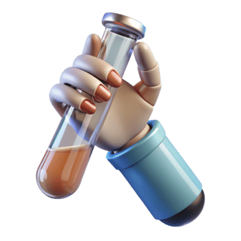 elegant traditional Realistic Robotic Hand Holding Test Tube Transparent Background authentic png