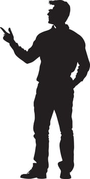 A student standing confidently, answering a question in front of the class. vector