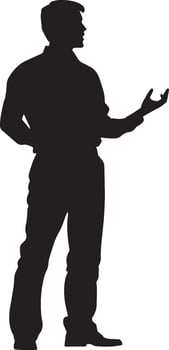 A student standing, answering a question in front of the class with assurance. vector