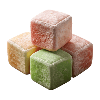 beautiful abstract Realistic Turkish Delight Sweets Assorted Colors Isolated authentic png