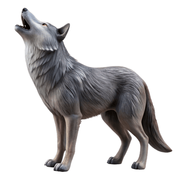 elegant artistic Realistic Wolf Howling Cutout Isolated Profile View exclusive png