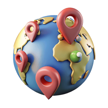 impressive traditional Realistic World Map with Location Pins Transparent png