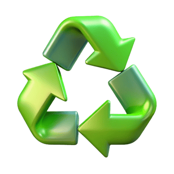 dramatic modern Recycling Symbol Green Gradient Transparent Background high quality png