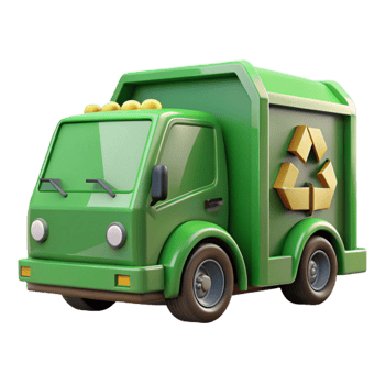 extraordinary classic Recycling Truck Rear View Green Cutout professional png