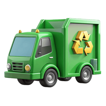 beautiful classic Recycling Truck Side View Green Isolated original png