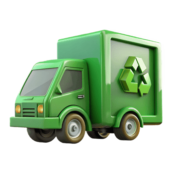 vibrant traditional Recycling Truck Side View Green Isolated exclusive png