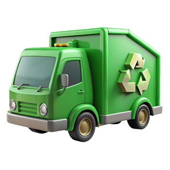 serene classic Recycling Truck Side View Green Isolated genuine png