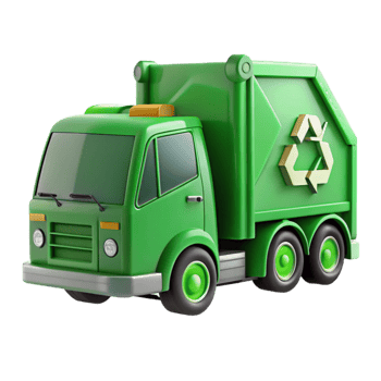 magnificent modern Recycling Truck Side View Green Isolated detailed png