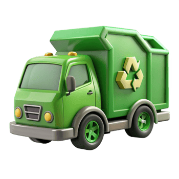 wonderful creative Recycling Truck Side View Green Isolated premium png