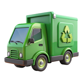 beautiful creative Recycling Truck Side View Green Isolated original png