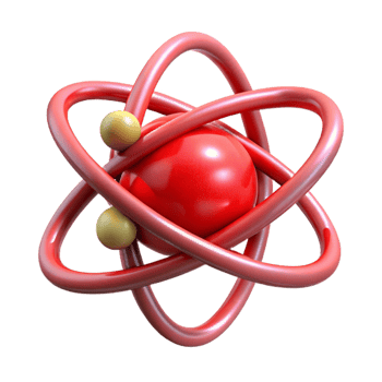 dramatic creative Red Atom Model Front View Isolated Cutout genuine png