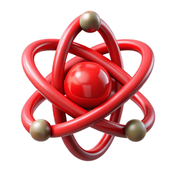 magnificent artistic Red Atom Model Front View Isolated Cutout authentic png