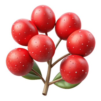 serene minimalist Red Berry Bush Close Up Transparent Background png