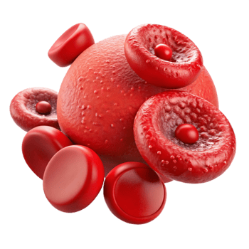 dramatic minimalist Red Blood Cells Microscopic View Transparent Background authentic png