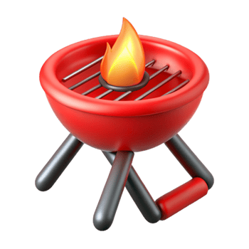 vibrant modern Red Campfire Grill Grate Metal Isolated png