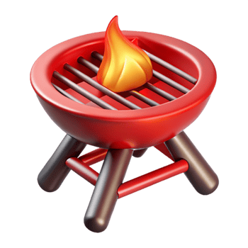 stunning creative Red Campfire Grill Grate Metal Isolated exclusive png