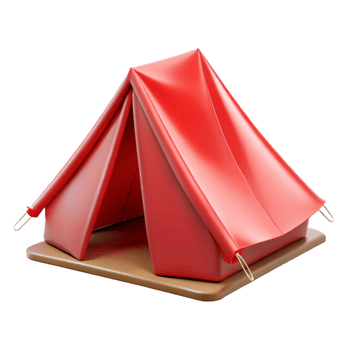 serene modern Red Camping Tent Front View Cutout Element original png
