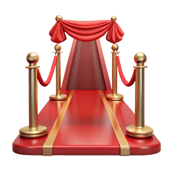dramatic rustic Red Carpet Entrance with Velvet Ropes Isolated authentic png