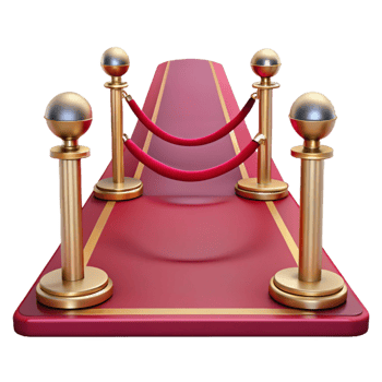 elegant rustic Red Carpet Entrance with Velvet Ropes Isolated exclusive png