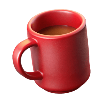 vibrant creative Red Coffee Mug with Handle Facing Right Isolated premium png