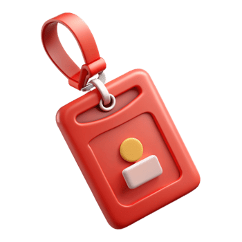 vibrant classic Red Conference Badge with Lanyard Isolated on Transparent Background authentic png