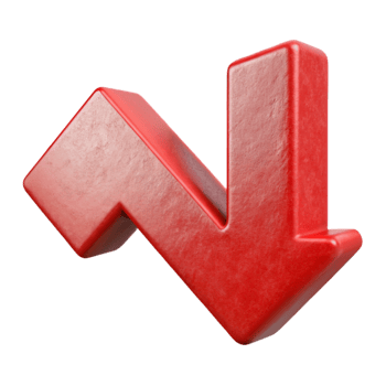 extraordinary modern Red Downward Arrow Icon with Negative Trend Transparent authentic png