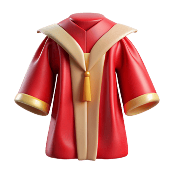 elegant traditional Red Graduation Gown Front View Cutout Element high resolution png