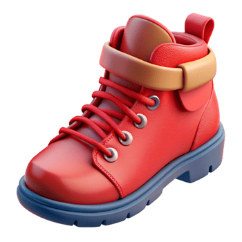serene vintage Red Hiking Boots Side View Isolated high quality png