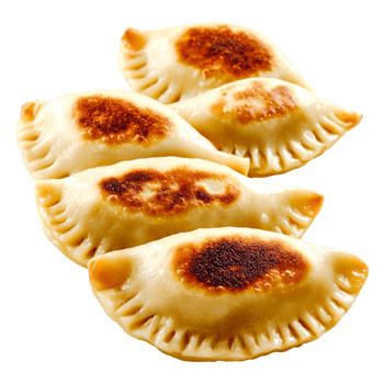 Freshly Cooked Dumplings with Crispy Golden Brown Skin and Filling png
