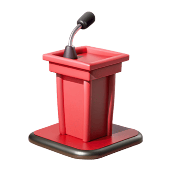serene classic Red Podium with Microphone Isolated on Transparent Background professional png